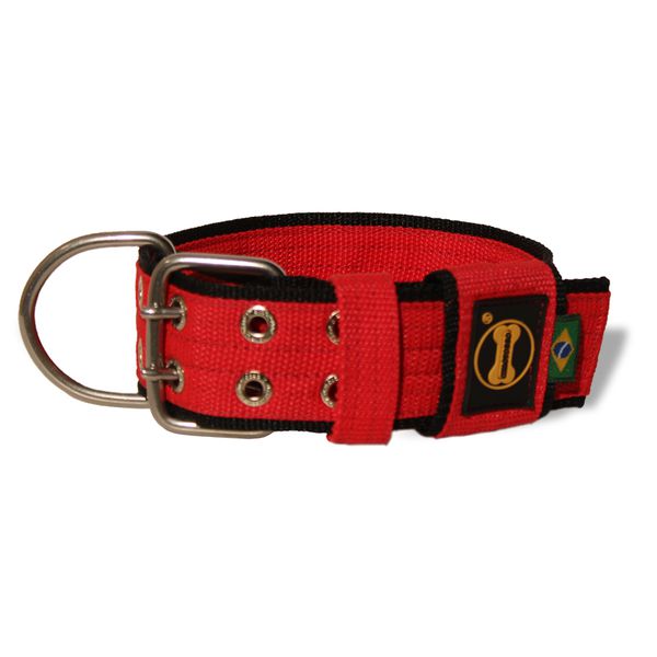  Coleira Para Cachorro Amorosso - Personalizada Slim (Vermelho e Preto) 