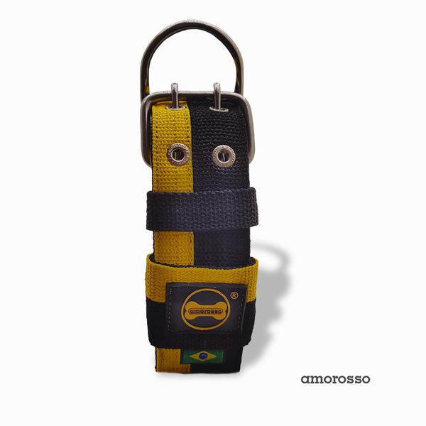 Coleira Duo Color Amarelo E Preto Amorosso