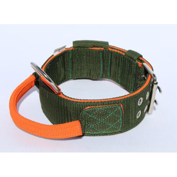 Coleira Para Cachorro Poderosso (verde militar e laranja)