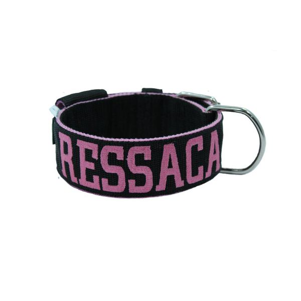 Coleira Para Cachorro Personalizada (preto e rosa)