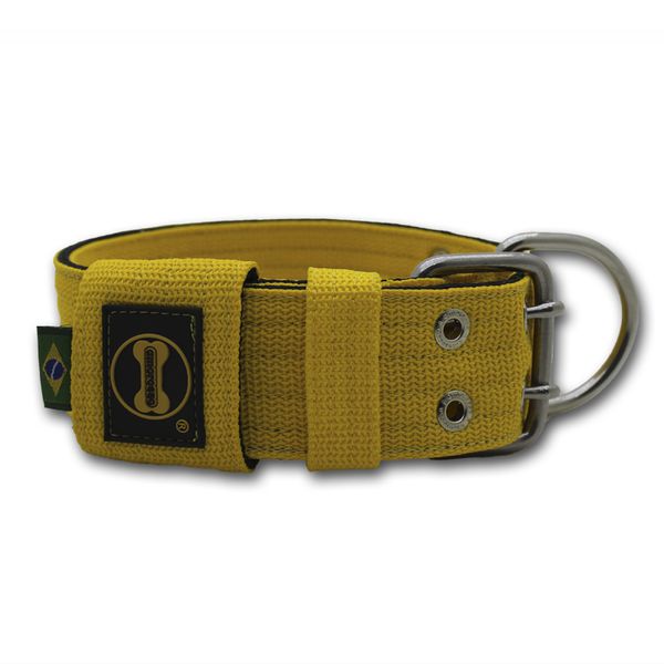 Coleira Para Cachorro + Super Guia 1,50m (amarelo e preto)