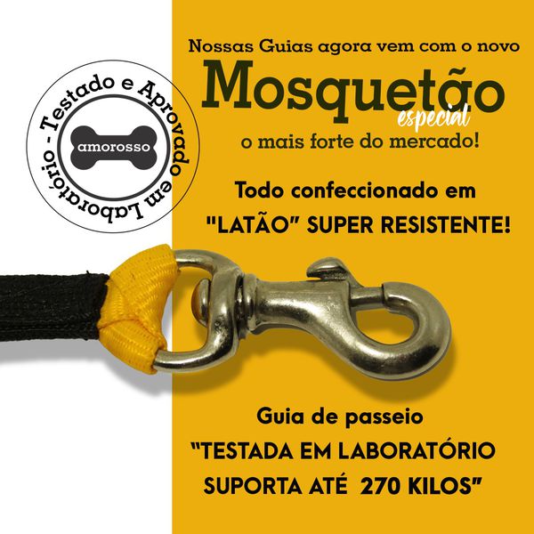 Coleira Para Cachorro Amorosso + Guia de Passeio (Preto e Branco)