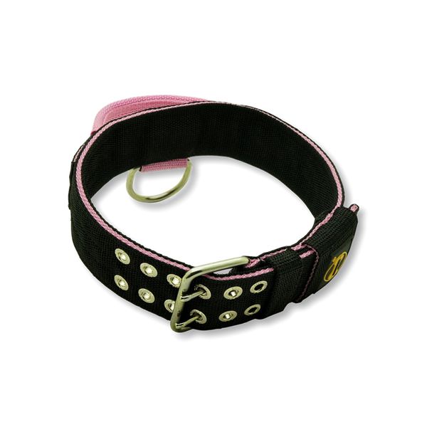 Coleira Para Cachorro Com Alça Personalizada (preto e rosa) 