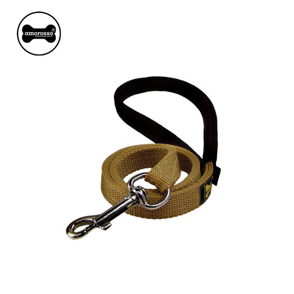 Coleira Para Cachorro Amorosso Slim + Guia (bege e marrom)