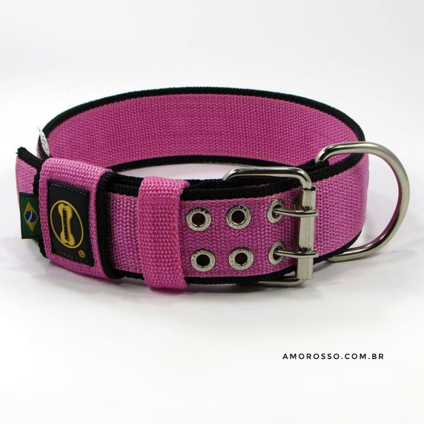 Coleira Para Cachorro Amorosso Slim (rosa e preto)