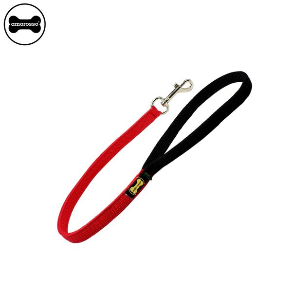 Coleira Para Cachorro Amorosso + guia curta 80cm (vermelho e preto)