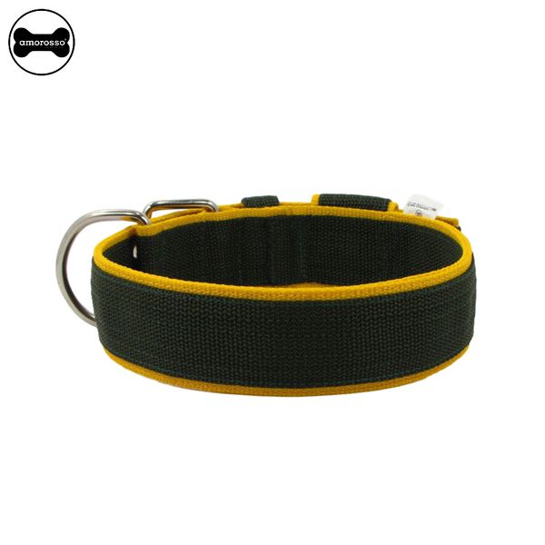  Coleira Para Cachorro Amorosso Slim (verde militar e amarelo)