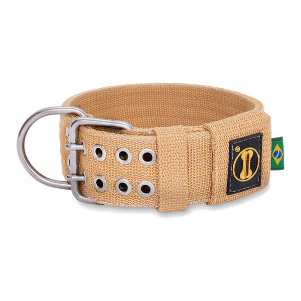 Coleira Para Cachorro Amorosso + Guia Curta 80cm (AREIA) 