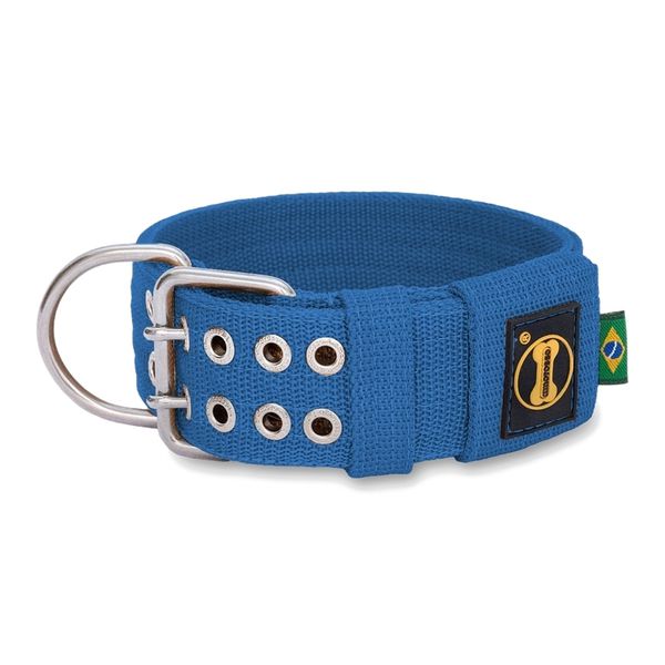 Coleira Para Cachorro Amorosso + Guia Curta 80cm (AZUL) 