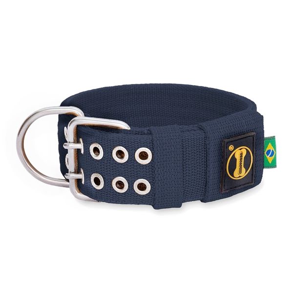 Coleira Para Cachorro Amorosso + Guia Curta 80cm (AZUL MARINHO) 
