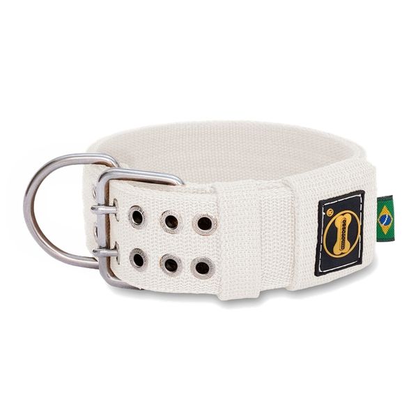 Coleira Para Cachorro Amorosso + Guia Curta 80cm (BRANCO) 