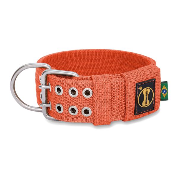 Coleira Para Cachorro Amorosso + Guia Curta 80cm (LARANJA) 