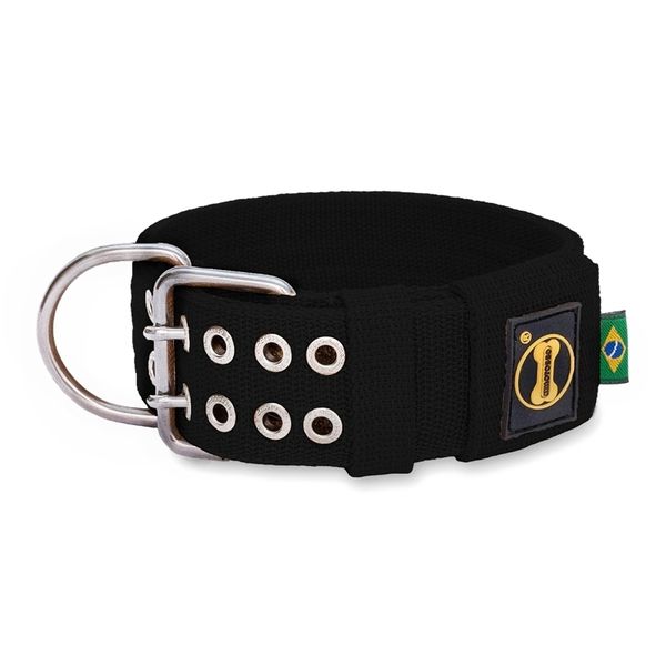 Coleira Para Cachorro Amorosso + Guia Curta 80cm (PRETO) 