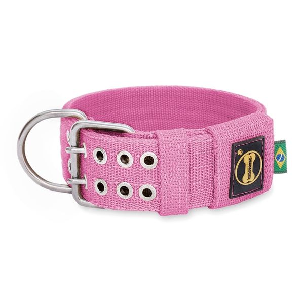 Coleira Para Cachorro Amorosso + Guia Curta 80cm (ROSA) 