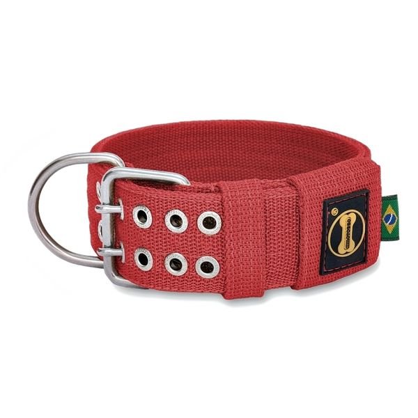 Coleira Para Cachorro Amorosso + Guia Curta 80cm (VERMELHO) 