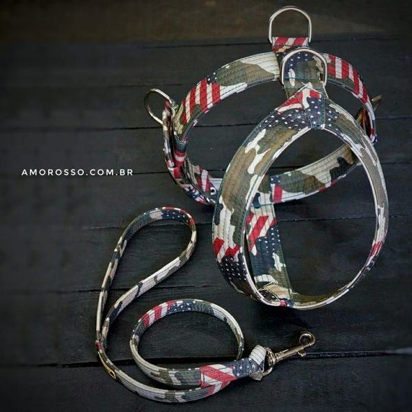 Conjunto Amorosso® Camuflado U.S.A. (Peitoral + Guia)