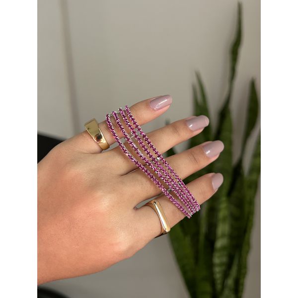 Kit 4 Pulseiras Rivieras Elástico Fúcsia 