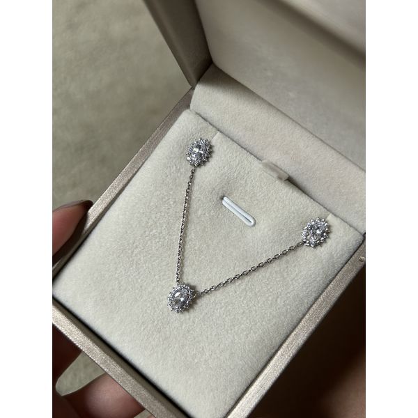 Conjunto Oval Joinha Cristal Banhado a Ródio Branco
