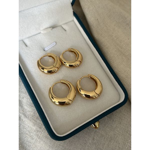 Brinco Argola Abaulada Banhado Ouro 