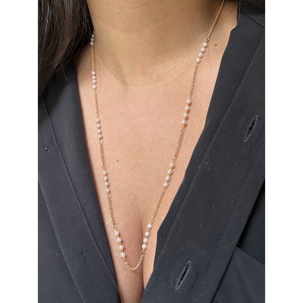 COLAR MNI ELOS COM PÉROLAS 60CM BANHADO A OURO