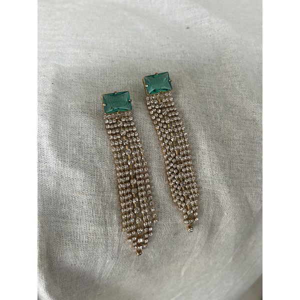 Brinco Pedra Turmalina Franjas