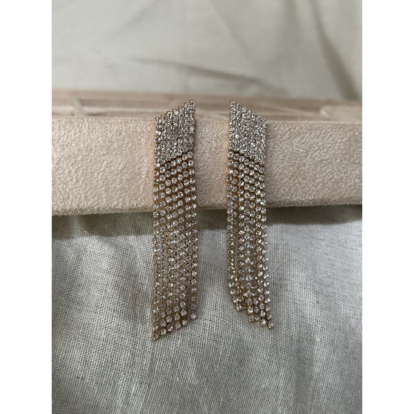 Brinco Festa Franjas Zircônias Ouro 18k