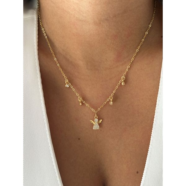 COLAR ANJINHO COM PONTO DE LUZ BANHADO A OURO 