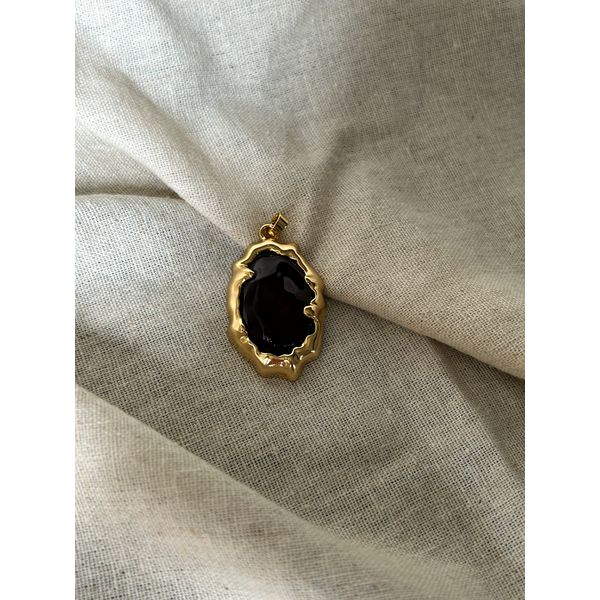 PINGENTE ORGÂNICO MARROM BANHADO A OURO