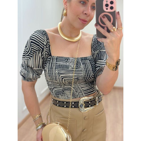 Cropped Lastex Estampado