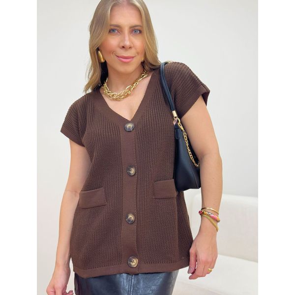 Colete Eva Tricot Marrom