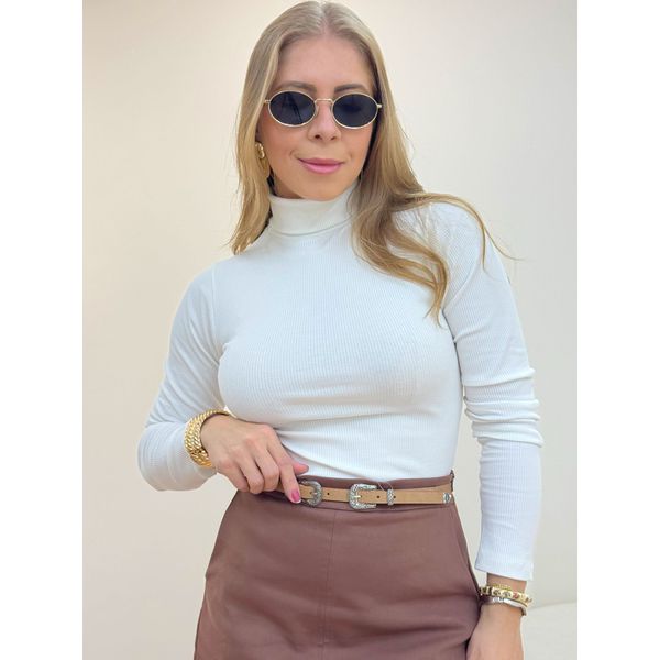 Blusa Gola Canelada Branca