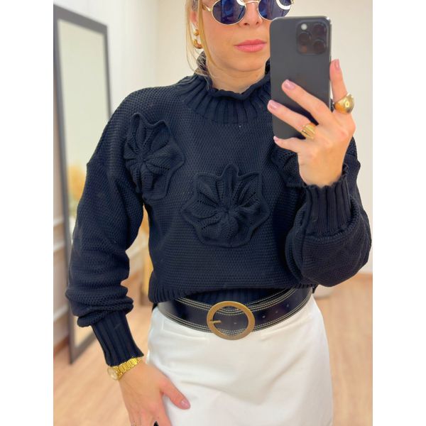 Blusa Flor Preta