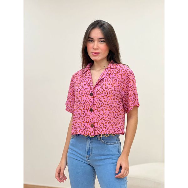 Camisa Cropped Onça Rosa