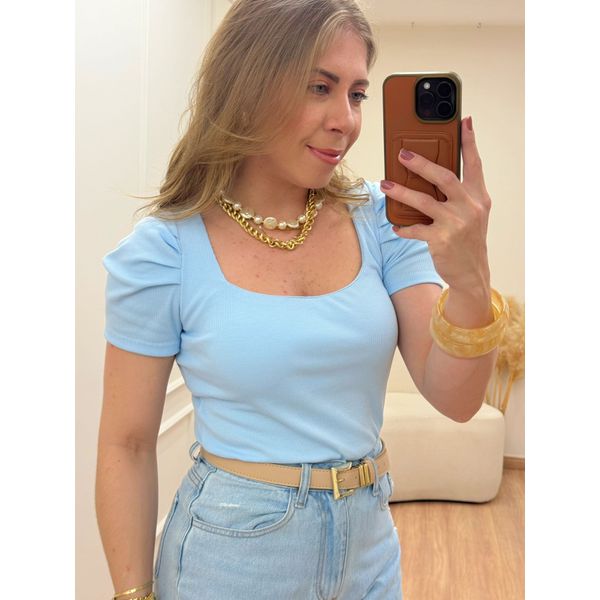 Blusa Canelada Azul
