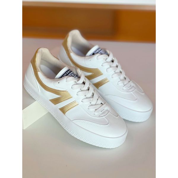 Tênis Essential Branco / Dourado