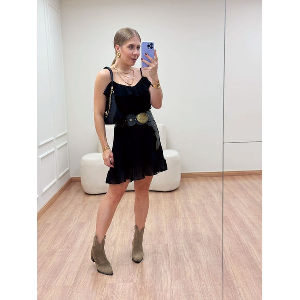 Vestido Babados Preto