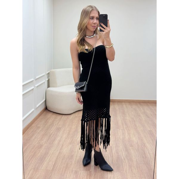 Vestido Franja Preto