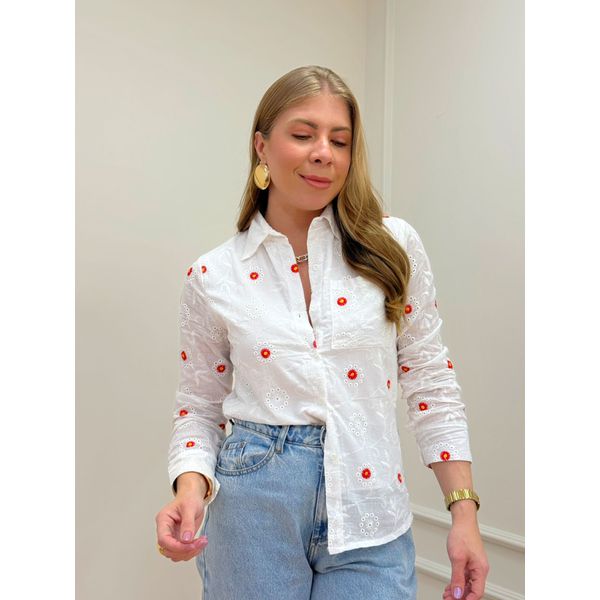 Camisa Florence Branco/vermelho