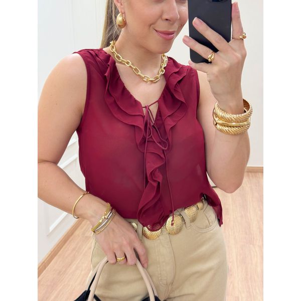 Blusa Babados Bordo