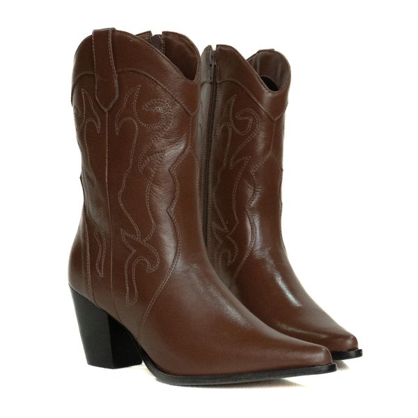 Bota Cano Médio Western - Ivy, Marrom