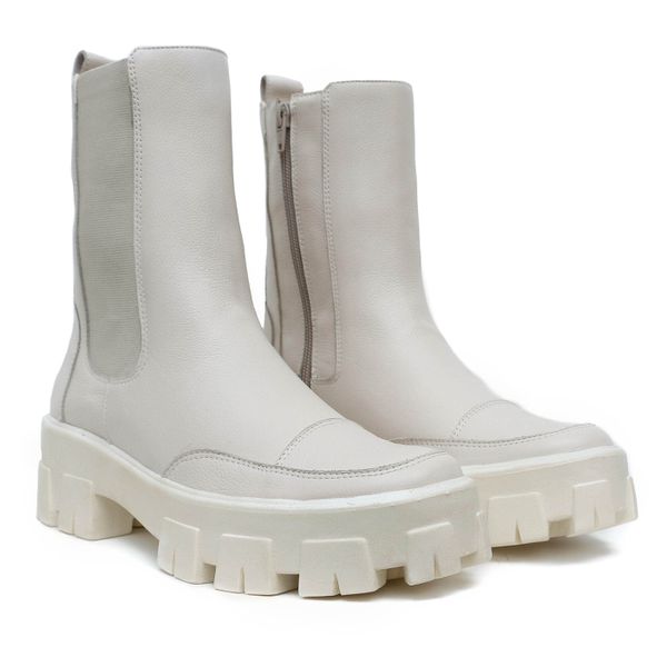 Bota Cano Médio, Bessie - Off White