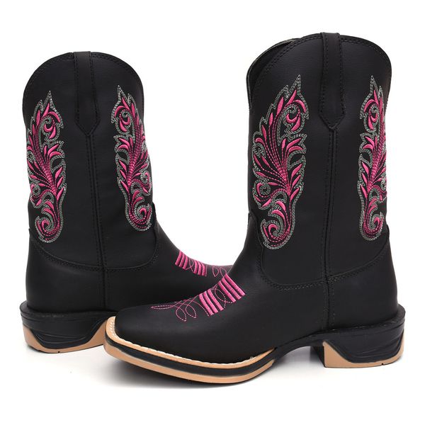 Bota Texana Feminina Flores Bege Country Em Couro Sola Jump Lançamento