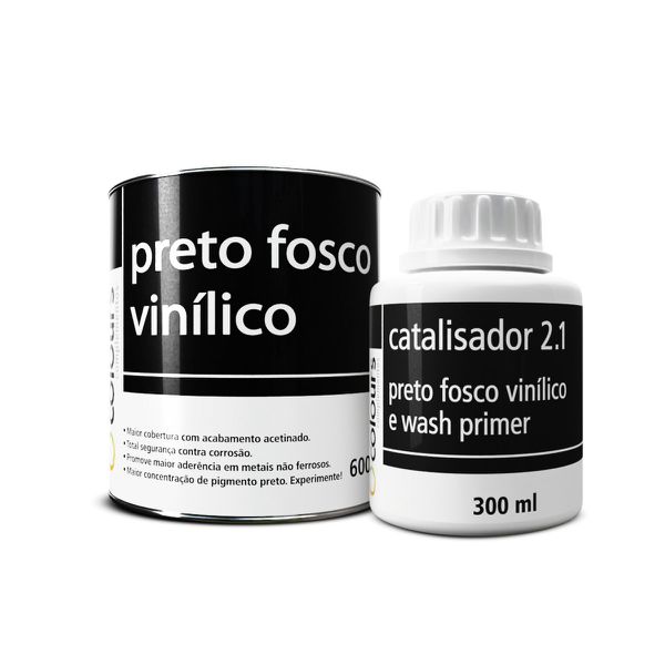 KIT PRETO FOSCO VINILICO 600ML + CATALISADOR 300ML MAXI RUBBER 