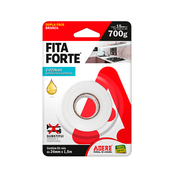 FITA FORTE DUPLA FACE BRANCA ÁREAS GORDUROSAS 24x1,5 ADERE