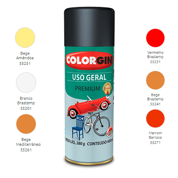 TINTA SPRAY USO GERAL BEGE BRASTEMP 55241 COLORGIN 350ML