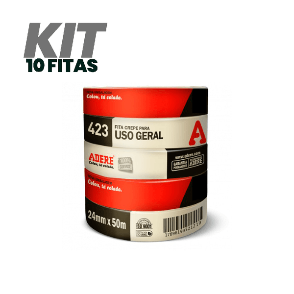 KIT COM 10 FITAS CREPE 423 24X50 USO GERAL TAPEFIX ADERE