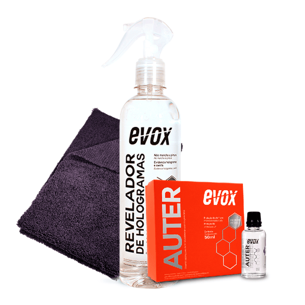 KIT VITRIFICADOR DE FARÓIS AUTER + REVELADOR DE HOLOGRAMAS EVOX 