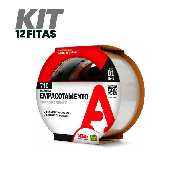 CAIXA 12 ROLOS DE FITA EMPACOTAMENTO ADERE 710 45X40