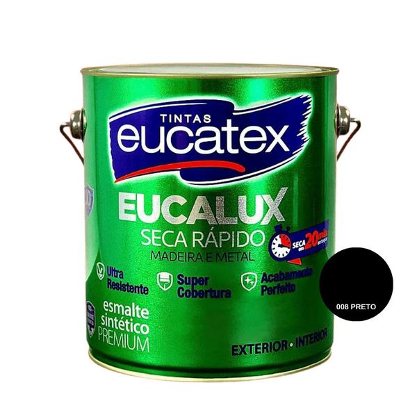 EUCALUX ESMALTE SINTÉTICO BRILHANTE PRETO 3,6LT