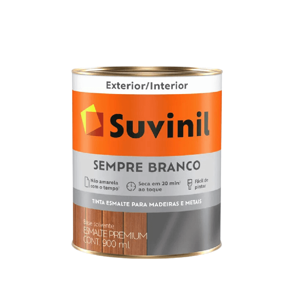TINTA ESMALTE BRILHANTE SEMPRE BRANCO BASE SOLVENTE 900ML SUVINIL